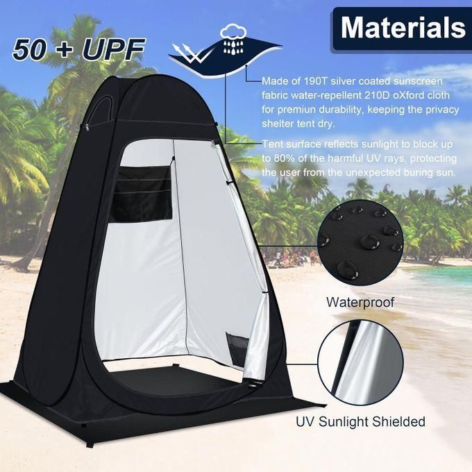 Instant Pop Up Camping Tent - Waterproof, Windproof & UV-Resistant Camping Shelter with Easy Automatic Setup, perfect to use as a bathroom, toilet, changing room during outdoor activities-BLACK