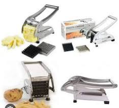 2-in-1 Heavy Duty Stainless Steel Potato Chipper Manual French Fries Slicer Kitchen Chips Cutter Vegetable Dicer with Anti-Slip Base & Interchangeable Blades for Home & Commercial Use.