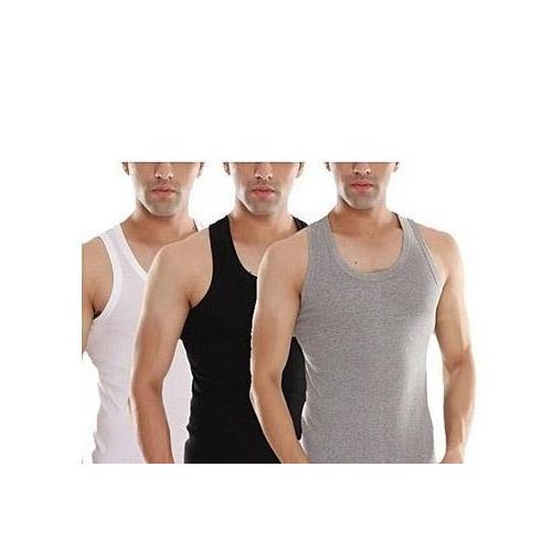 3-Pack Men's Cotton Vests – Black, Gray, White – Soft Sleeveless Undershirts (Sizes M-3XL)