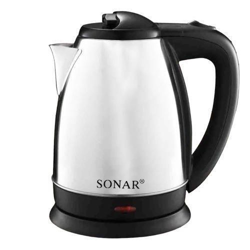 Sonar 2.0L Stainless Steel Electric Kettle Fast Boil Water Heater with 360° Cordless Rotating Base  Auto Shut-Off & Boil-Dry Protection