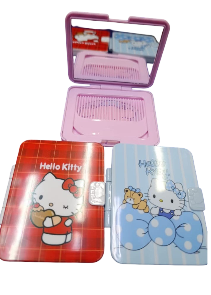 Hello Kitty Folding Compact Pocket Mirror & Hair Comb Set – 2-in-1 Kawaii Travel Beauty Kit with Classic Red Bow Design, Portable Face Mirror & Detachable Comb for On-the-Go Touch-Ups