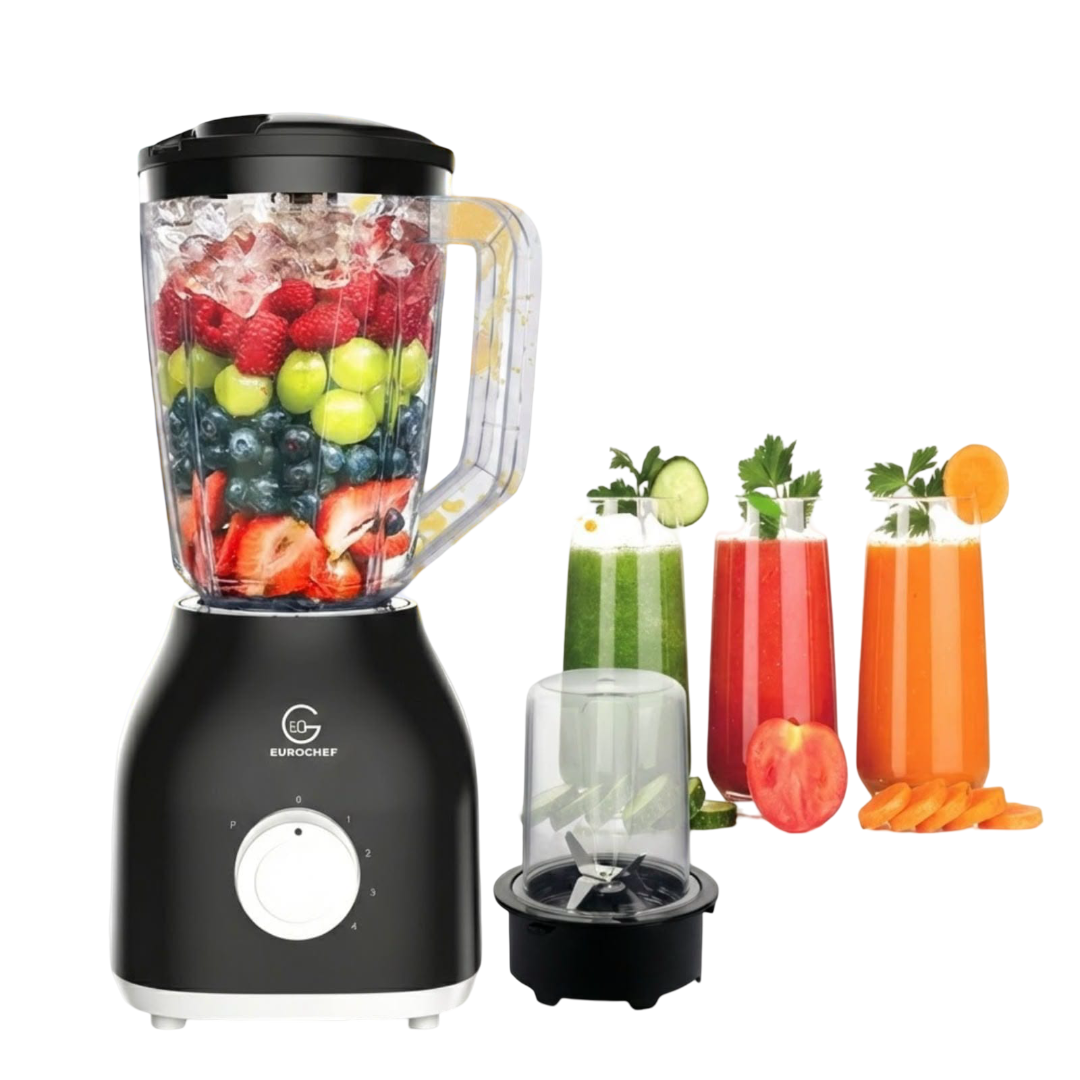 Eurochef EC-B05 2-in-1 Blender – 650W High-Power Blender with 1.8L Unbreakable Jar, Grinder, 4-Speed Control & Pulse Function