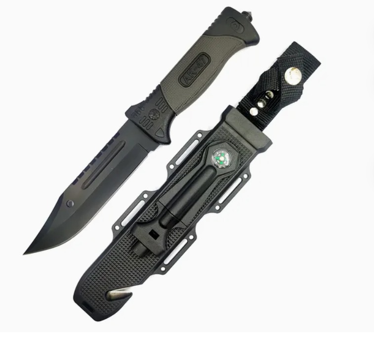Tactical Bowie Hunting Knife with Sheath – Razor Sharp Fixed Blade for Camping, Military Survival, Bushcraft & Outdoor Gear – Non-Slip Rubber Handle, Full Tang Stainless Steel, Emergency Kit Essential