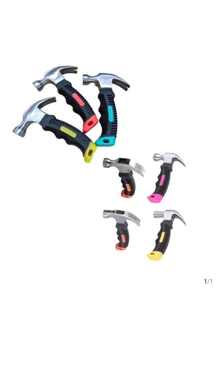 small strong mini claw hammer - perfect for your home DIY needs !  tough metal head , comfy anti - slip grip and compact sizes   .