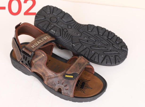 BROWN MEN SANDALS QUALITY LEATHER MEN OPEN SHOES & SLIDES VERY COMFORTABLE AND DURABLE SANDLES