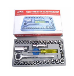 Aiwa 40pcs Automobile/Motorcycle Repair TOOL BOX Set Sockets Mini Socket Wrench Set