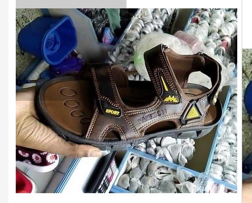 BROWN MEN SANDALS QUALITY LEATHER MEN OPEN SHOES & SLIDES VERY COMFORTABLE AND DURABLE SANDLES