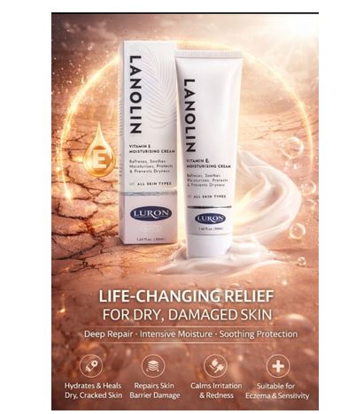 Luron Lanolin Cream with Vitamin E 50g, deeply moisturizing and nourishing cream designed to hydrate and protect the skin