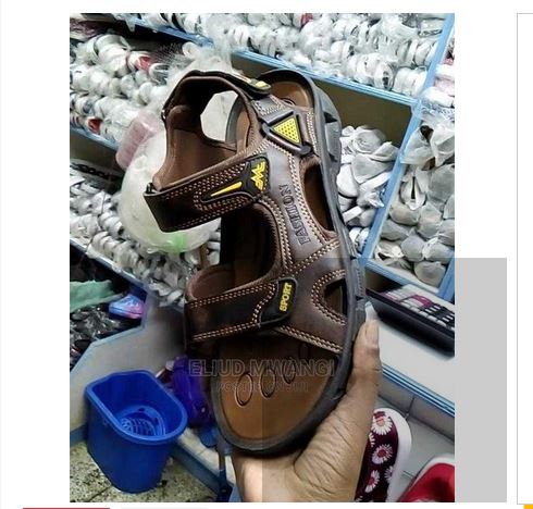 BROWN MEN SANDALS QUALITY LEATHER MEN OPEN SHOES & SLIDES VERY COMFORTABLE AND DURABLE SANDLES
