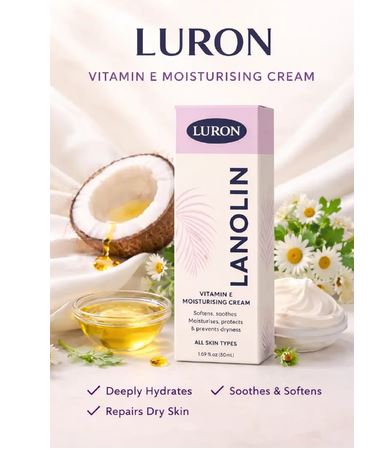 Luron Lanolin Cream with Vitamin E 50g, deeply moisturizing and nourishing cream designed to hydrate and protect the skin