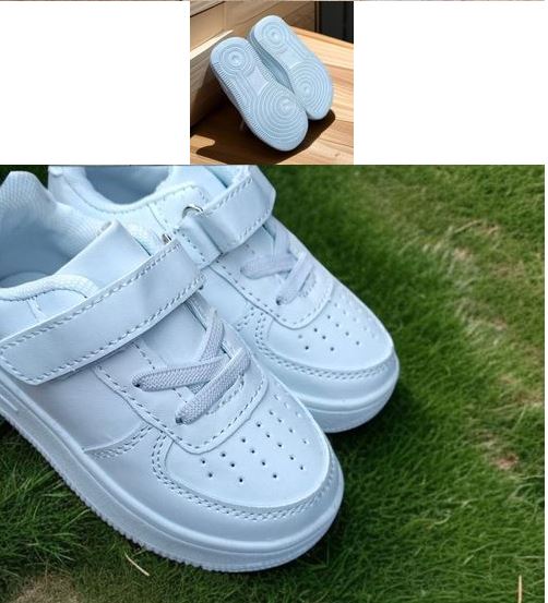 All-white Sneakers.cute Airforce 1 Spring Autumn Boys Girl's Kids White Fashion Casual Shoes Non-slip Sneakers Sports Shoes PVC Unisex Print Rubber Mesh.
