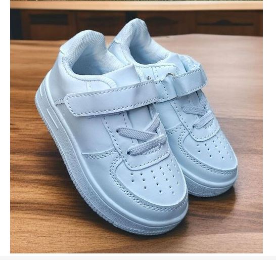 All-white Sneakers.cute Airforce 1 Spring Autumn Boys Girl's Kids White Fashion Casual Shoes Non-slip Sneakers Sports Shoes PVC Unisex Print Rubber Mesh.