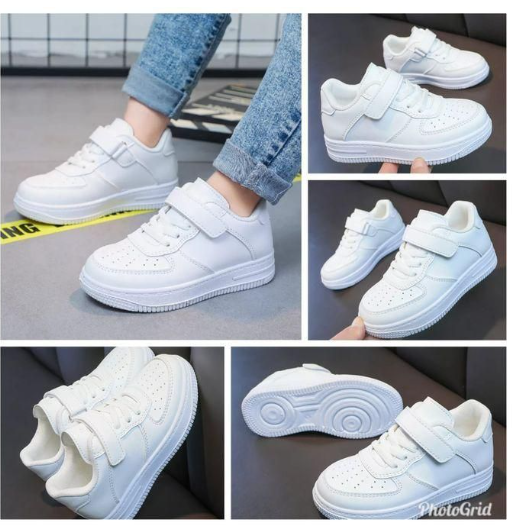 All-white Sneakers.cute Airforce 1 Spring Autumn Boys Girl's Kids White Fashion Casual Shoes Non-slip Sneakers Sports Shoes PVC Unisex Print Rubber Mesh.