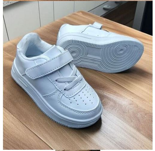 All-white Sneakers.cute Airforce 1 Spring Autumn Boys Girl's Kids White Fashion Casual Shoes Non-slip Sneakers Sports Shoes PVC Unisex Print Rubber Mesh.