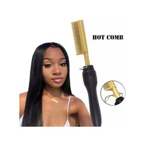 2 In 1 Electric Hot Comb Hair Straighter/Curler Flat Iron for Natural Hair & Wigs
