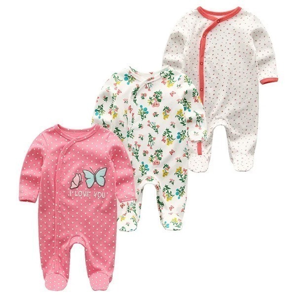 3-Pack Assorted Baby Sleepsuits | Soft Cotton Zip-Up Rompers for Boys, Girls & Unisex | Comfortable & Breathable Sleepwear for Newborns & Infants
