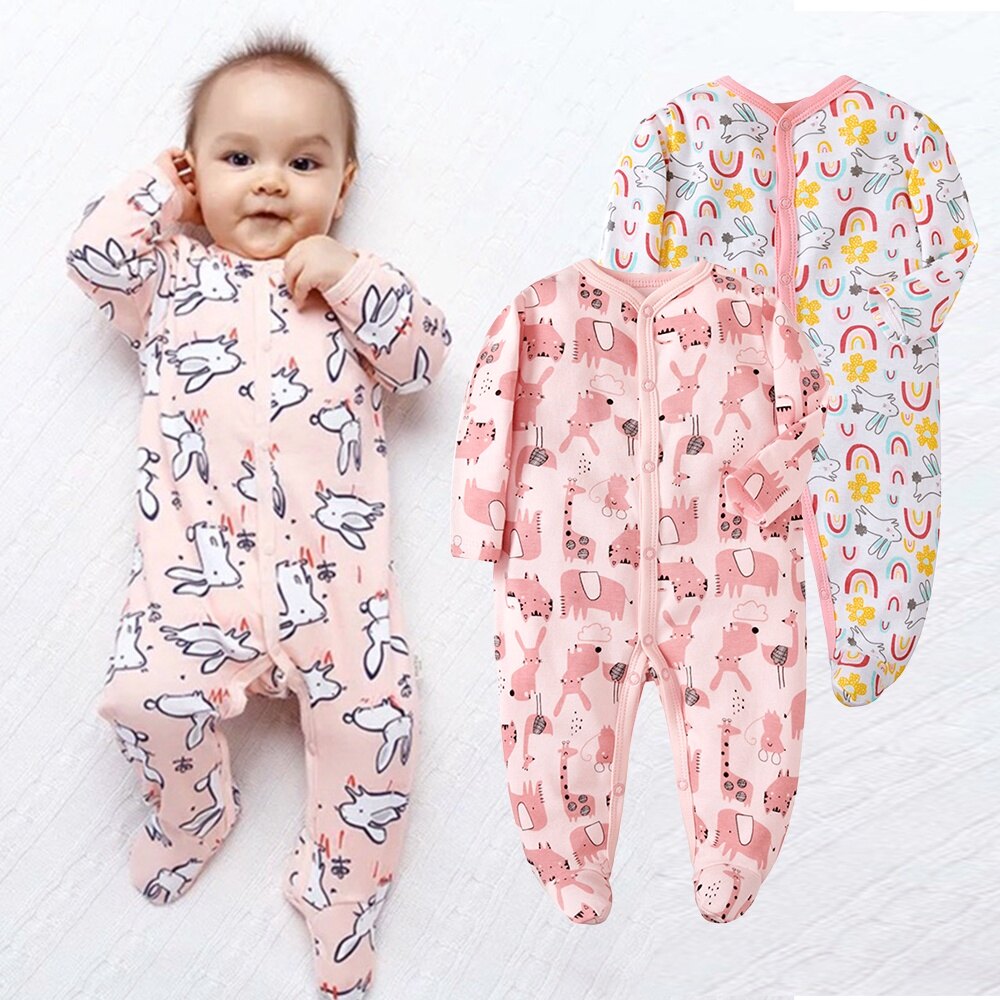 3-Pack Assorted Baby Sleepsuits | Soft Cotton Zip-Up Rompers for Boys, Girls & Unisex | Comfortable & Breathable Sleepwear for Newborns & Infants