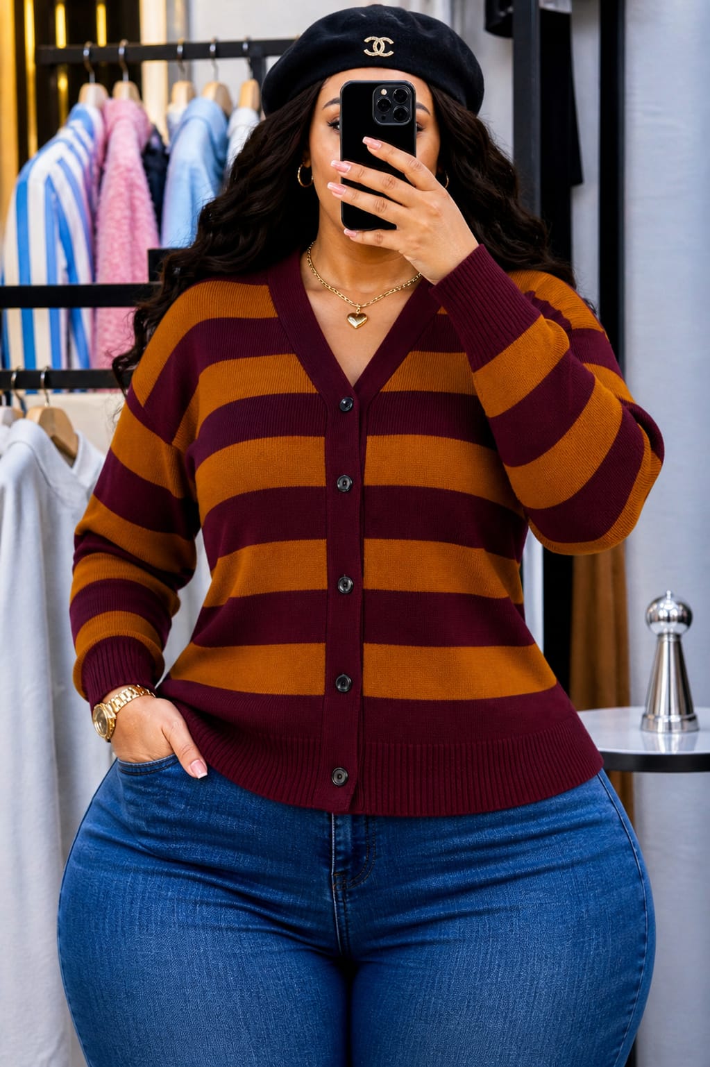 Women’s Striped Turkey Quality Woollen Sweater Long Sleeve Warm Knit Pullover Premium Soft Casual Fashion Sweater for Ladies Winter Wear Size M-2XL Comfortable Stylish Top