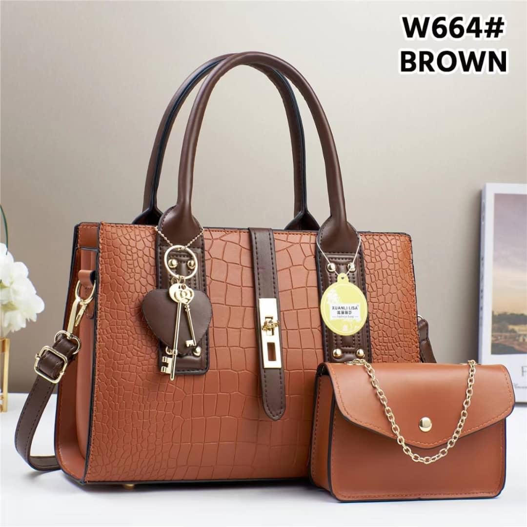 Women’s 2 in 1 PU Leather Handbag Set Premium Quality Ladies Shoulder Bag and Matching Crossbody Bag Stylish Fashion Tote Purse Durable Elegant Handbag for Work Travel Shopping and Daily Use