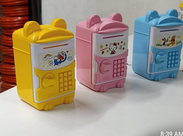KIDS ELECTRONIC PIGGY BANK MINI SAFE WITH CODE LOCK – CARTOON DESIGN MONEY SAVING BOX WITH PASSWORD PROTECTION, AUTO CASH SLOT & SECRET STORAGE VAULT