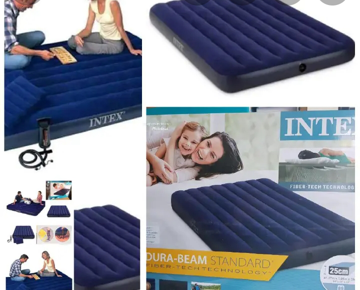 🛏️✨ INTEX INFLATABLE AIR BED / AIR MATTRESS ON OFFER ✨🛏️ENJOY COMFORTABLE, SOFT & RELAXING SLEEP ANYTIME, ANYWHERE WITH THIS PREMIUM INTEX INFLATABLE AIR BED! 😍💤 PERFECT FOR HOME USE, GUESTS, CAM