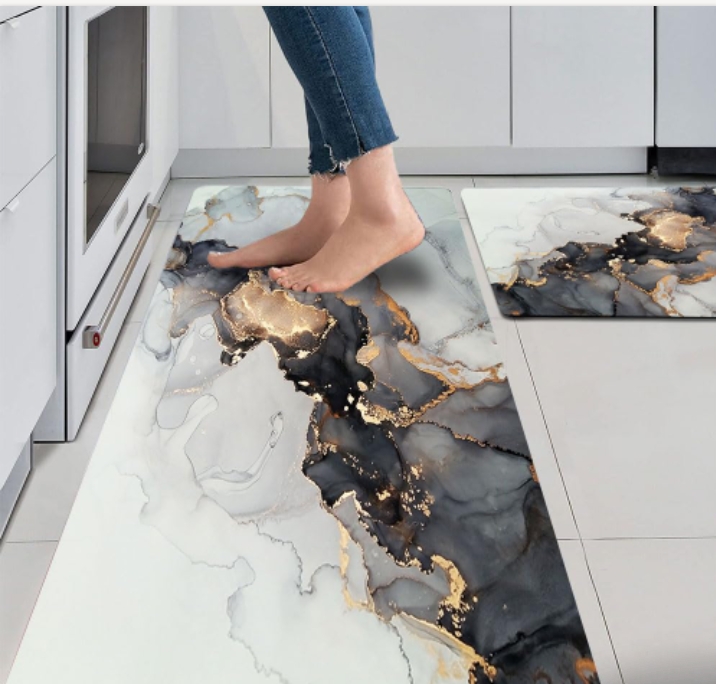 NON-SLIP KITCHEN FLOOR MAT – WATERPROOF ANTI-FATIGUE CARPET RUNNER WITH STYLISH DECORATIVE PATTERN