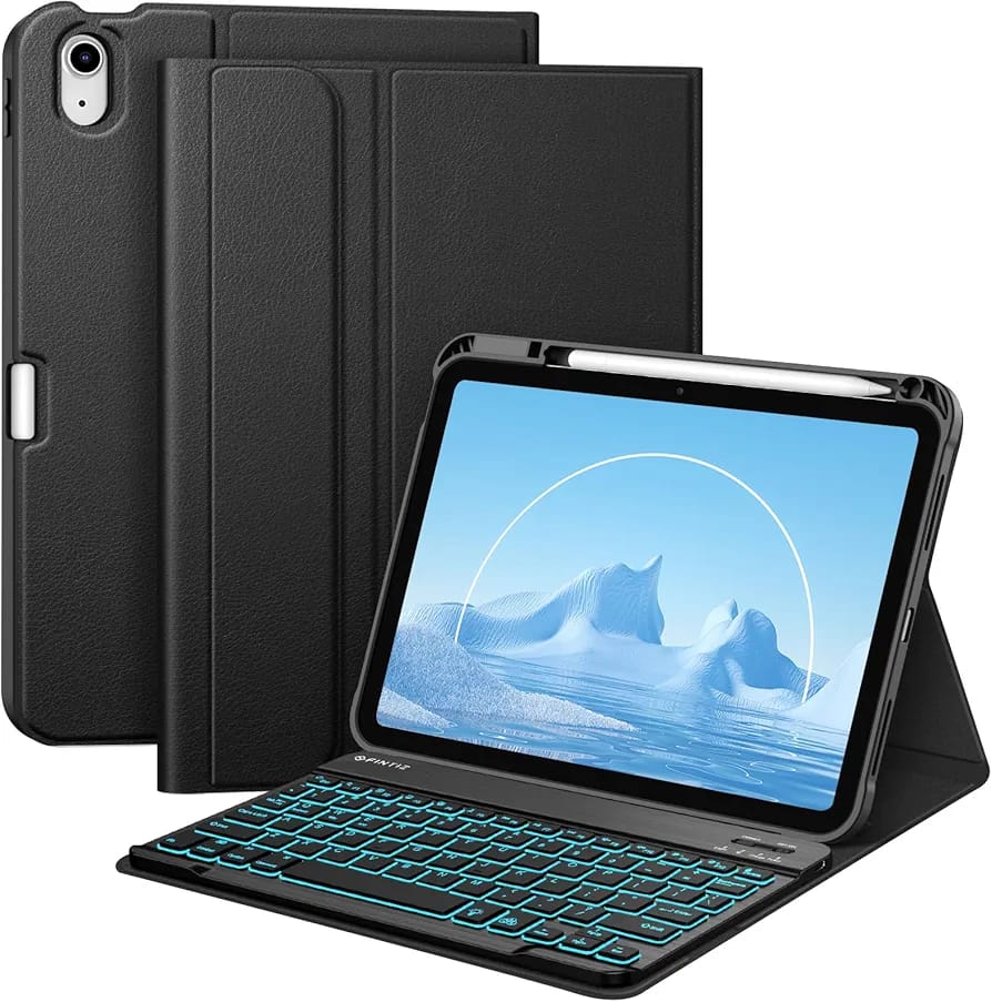 Keyboard Case for iPad (A16) 11th Generation 11 Inch 2025, iPad 10th Generation 10.9 Inch 2022 - Soft TPU Cover with 7 Color Backlight Detachable Bluetooth Keyboard, Black