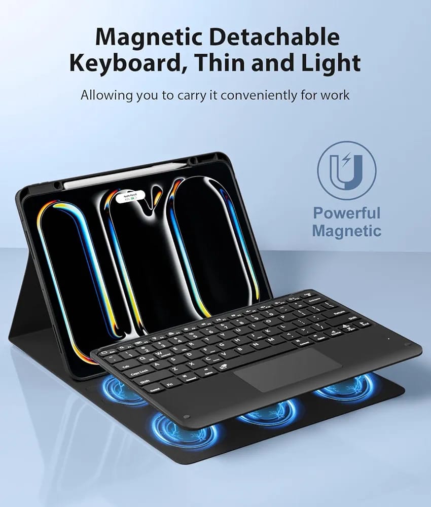 iPad Pro 13 Inch Case with Keyboard (M5/M4) 2025/2024, Magnetic Wireless Detachable Keyboard with Multi-Touch Trackpad 7 Colors Backlit Stain Proof Folio Cover for iPad Pro 13 Inch, Black
100+ bought