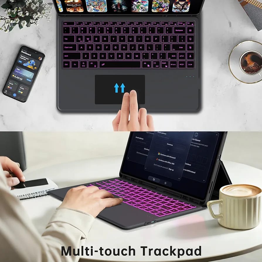 14.6 inch Samsung Galaxy Tab S11 Ultra/ S10 Ultra/ S9 Ultra /S8 Ultra Case with Keyboard - Folio Book Cover with Touchpad - 7 Color Backlit Keyboard with S Pen Holder for 14.6"  inch Samsung Tablet