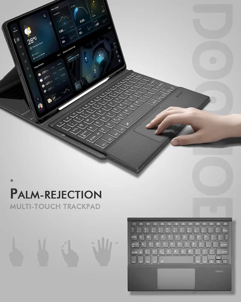case Keyboard Case with Touchpad for Galaxy Tab S10 FE/S10 Lite/S9 FE 10.9-Inch, Tab S9 11", Detachable Wireless Keyboard Folio Cover with Pencil Holder,