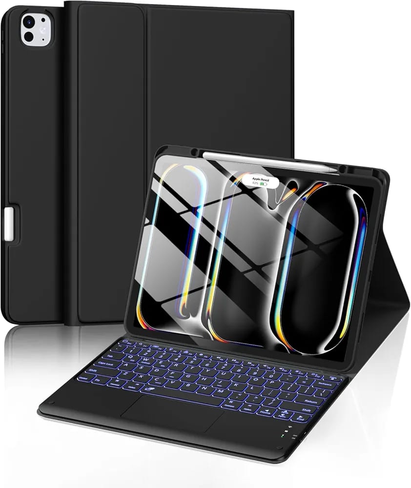 iPad Pro 13 Inch Case with Keyboard (M5/M4) 2025/2024, Magnetic Wireless Detachable Keyboard with Multi-Touch Trackpad 7 Colors Backlit Stain Proof Folio Cover for iPad Pro 13 Inch, Black
100+ bought