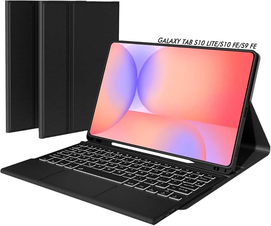 case Keyboard Case with Touchpad for Galaxy Tab S10 FE/S10 Lite/S9 FE 10.9-Inch, Tab S9 11", Detachable Wireless Keyboard Folio Cover with Pencil Holder,