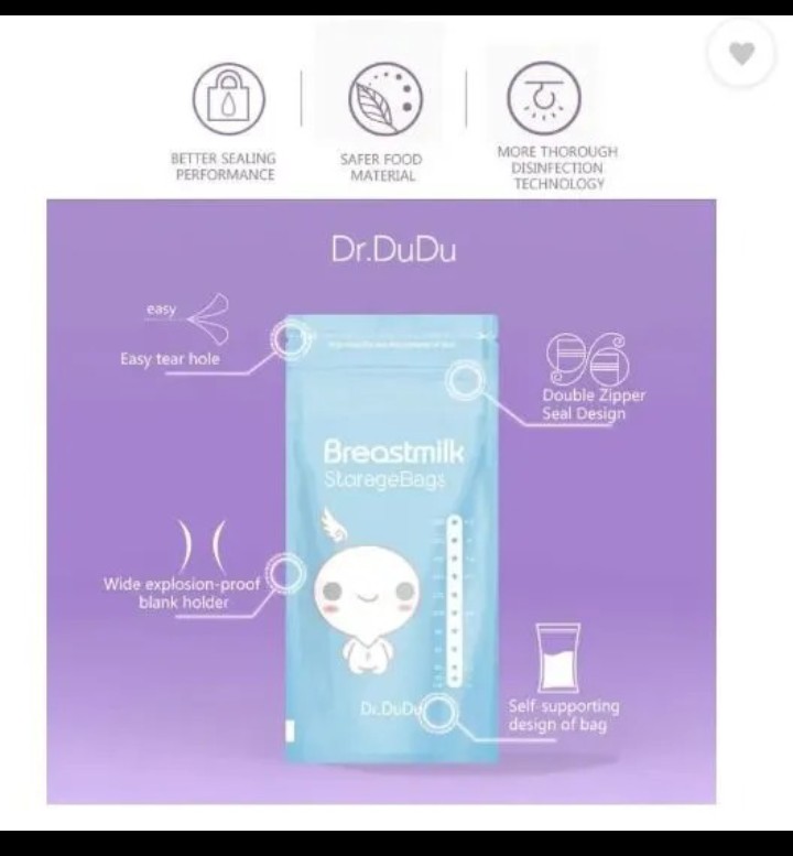 Dr. Dudu Breast Milk Storage Bags - Leak-Proof, BPA-Free, Pre-Sterilized, 150-250ml Capacity