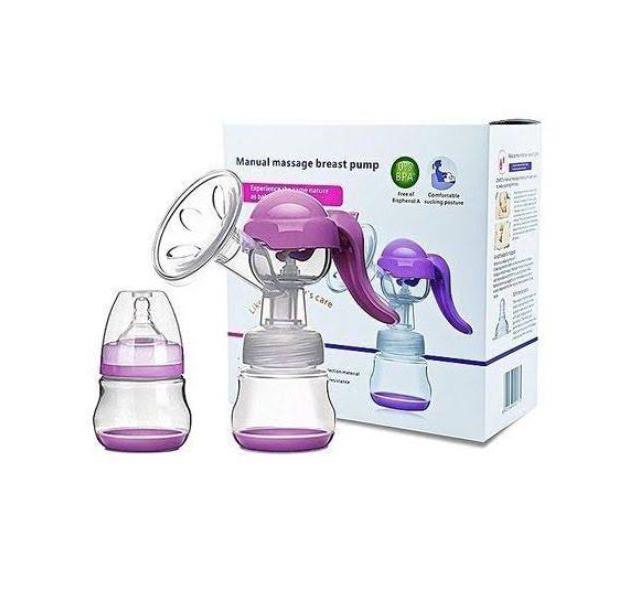 Manual Breast Pump - BPA-Free Silicone, Ergonomic Handle, Portable, Lightweight, Easy Milk Expression