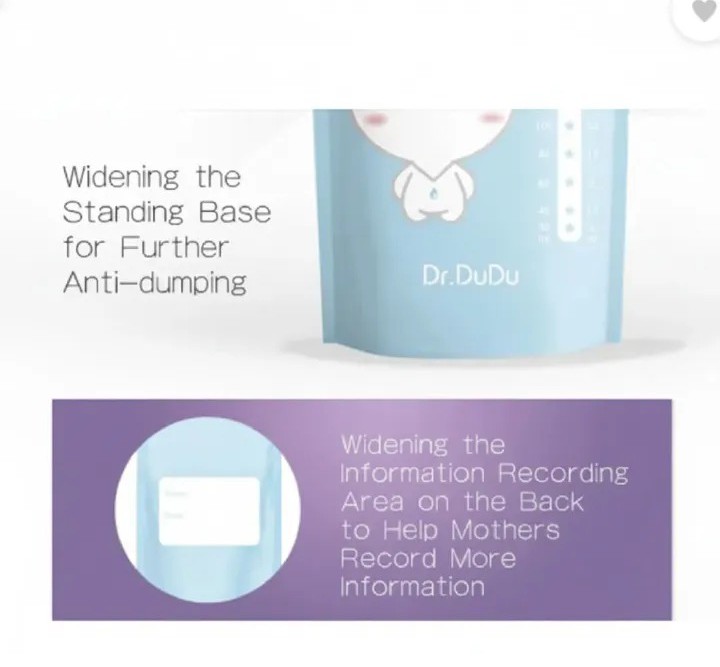 Dr. Dudu Breast Milk Storage Bags - Leak-Proof, BPA-Free, Pre-Sterilized, 150-250ml Capacity