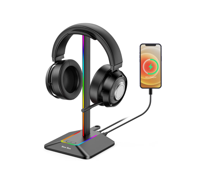 Z8 RGB Headphones Holder with 2 USB Port Desk Gaming Headset Cool Display Holder