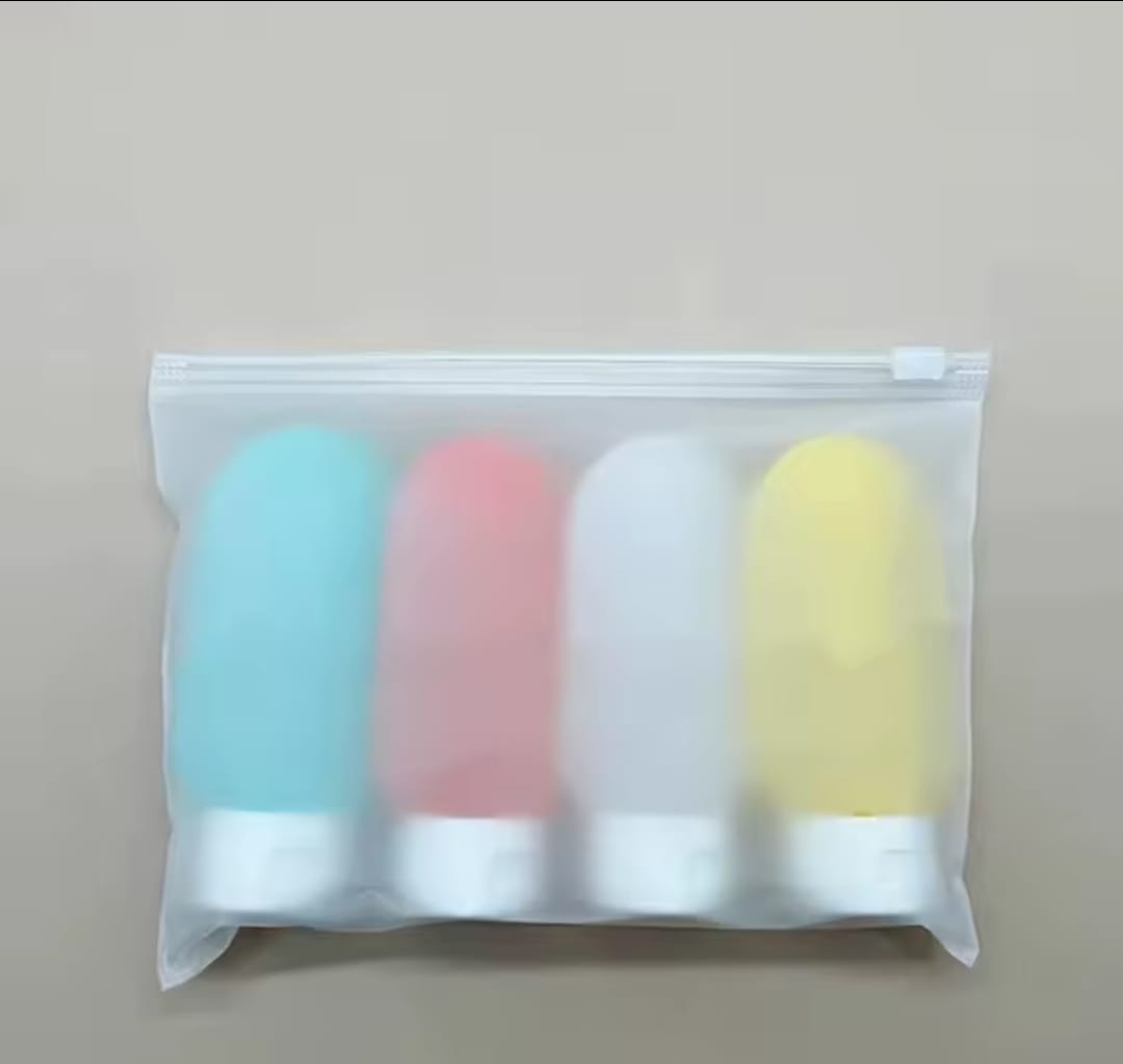 4Pcs Travel Bottle Set 60ml Refillable Silicone Squeeze Bottles Leak Proof Toiletry Containers for Shampoo Lotion Cosmetics Travel Kit