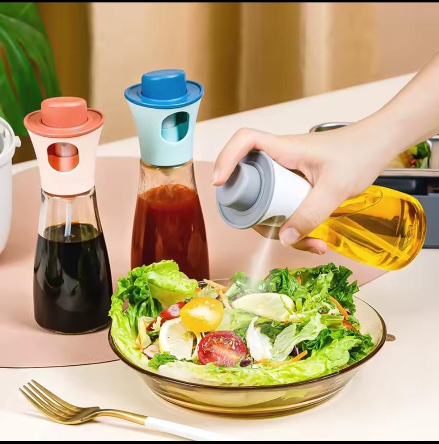 Round Glass Oil Sprayer Bottle Leakproof Food Grade Oil Spray Dispenser for Cooking Baking BBQ Salad Kitchen Spray Bottle