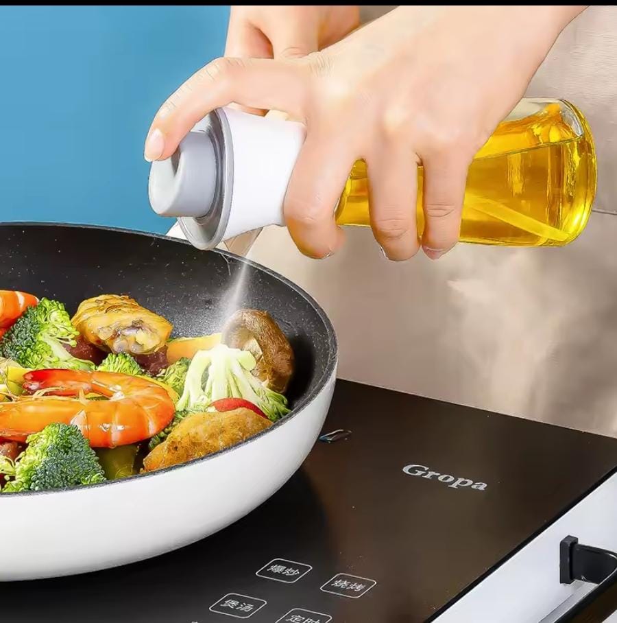 Round Glass Oil Sprayer Bottle Leakproof Food Grade Oil Spray Dispenser for Cooking Baking BBQ Salad Kitchen Spray Bottle