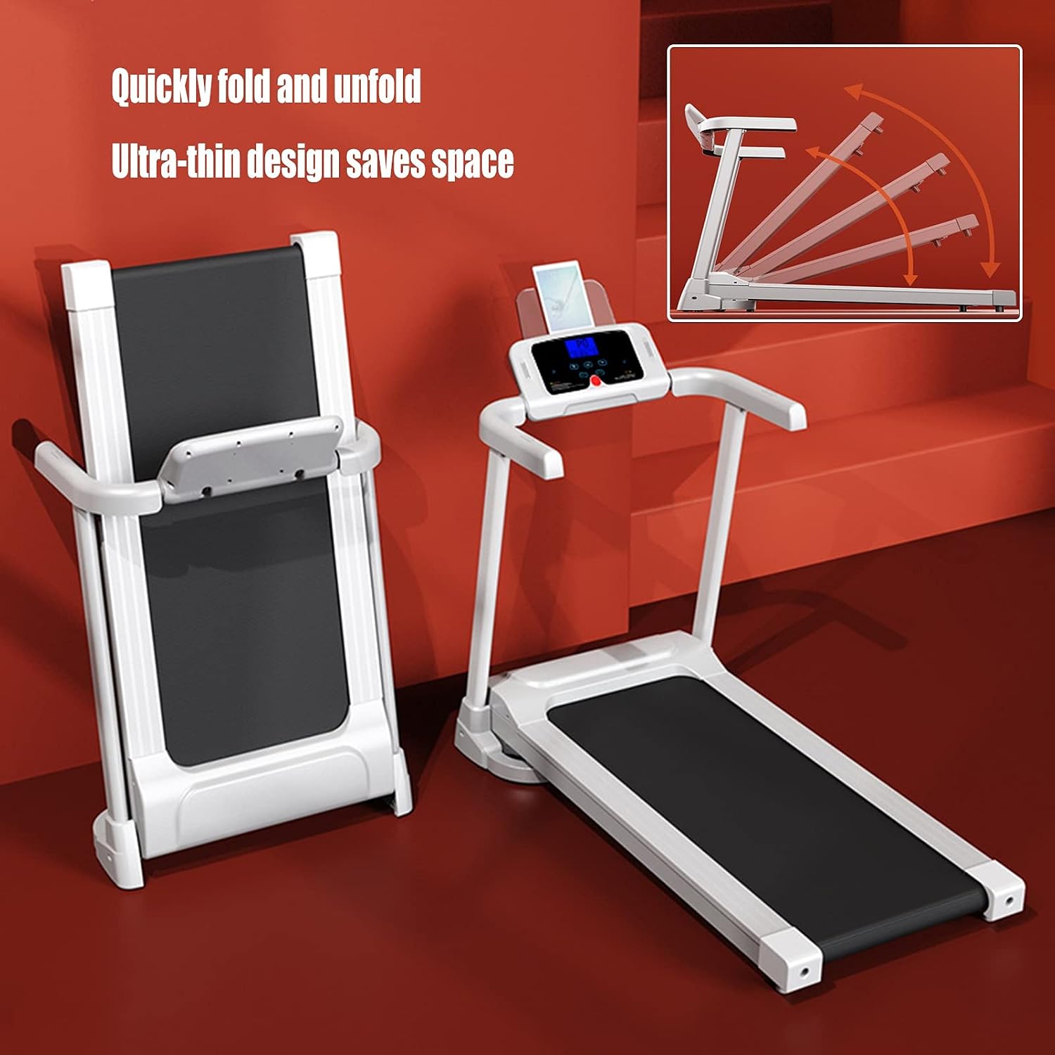 New Foldable Walking Pad / Treadmill With Bluetooth connectivity, manual incline option, and safety hand bars