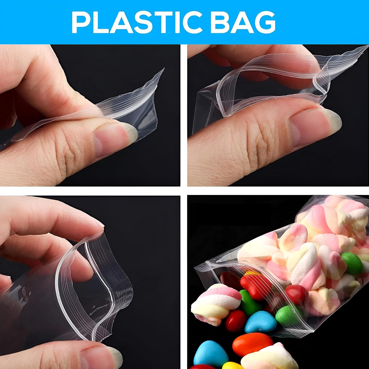 Reusable Ziplock Bags -50pcs-Pack | Multi-Size Food Grade Plastic | Leak-Proof, Microwave & Freezer Safe | Perfect for Kitchen, Office, Industrial & Fridge Storage