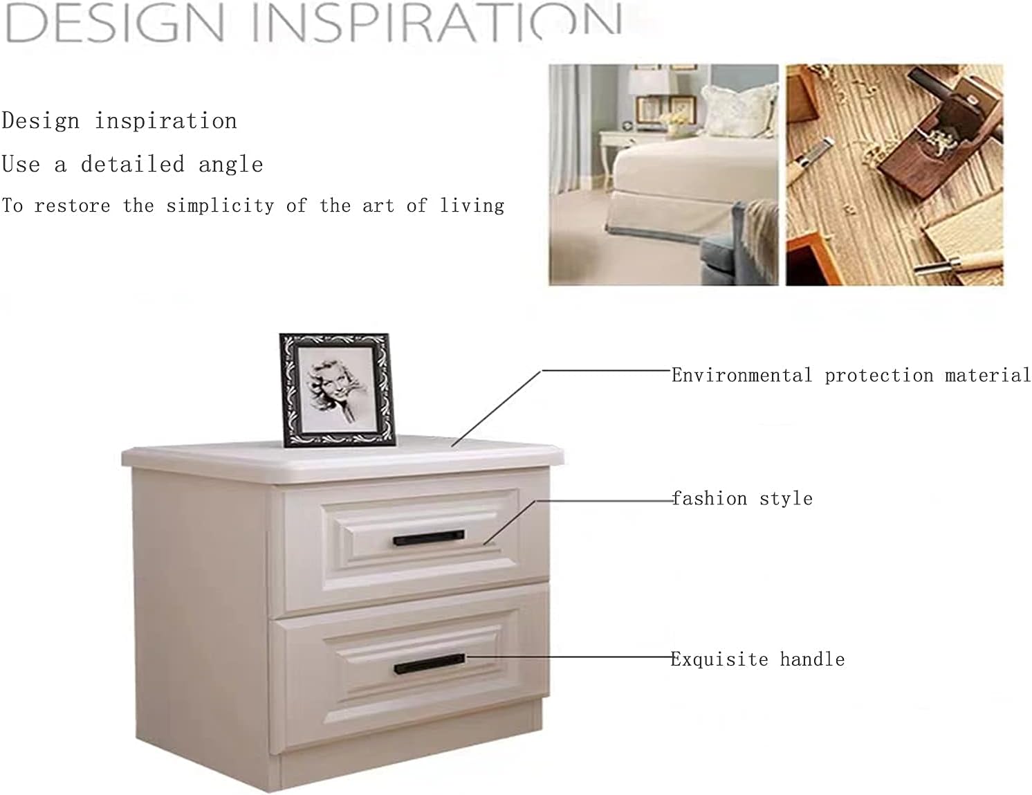 Bedside Table White Simple And Modern Bedroom Storage Cabinet Bedside Table Suitable For Bedroom Side Table With Drawer And Shelf End Table，48x40x49cm.