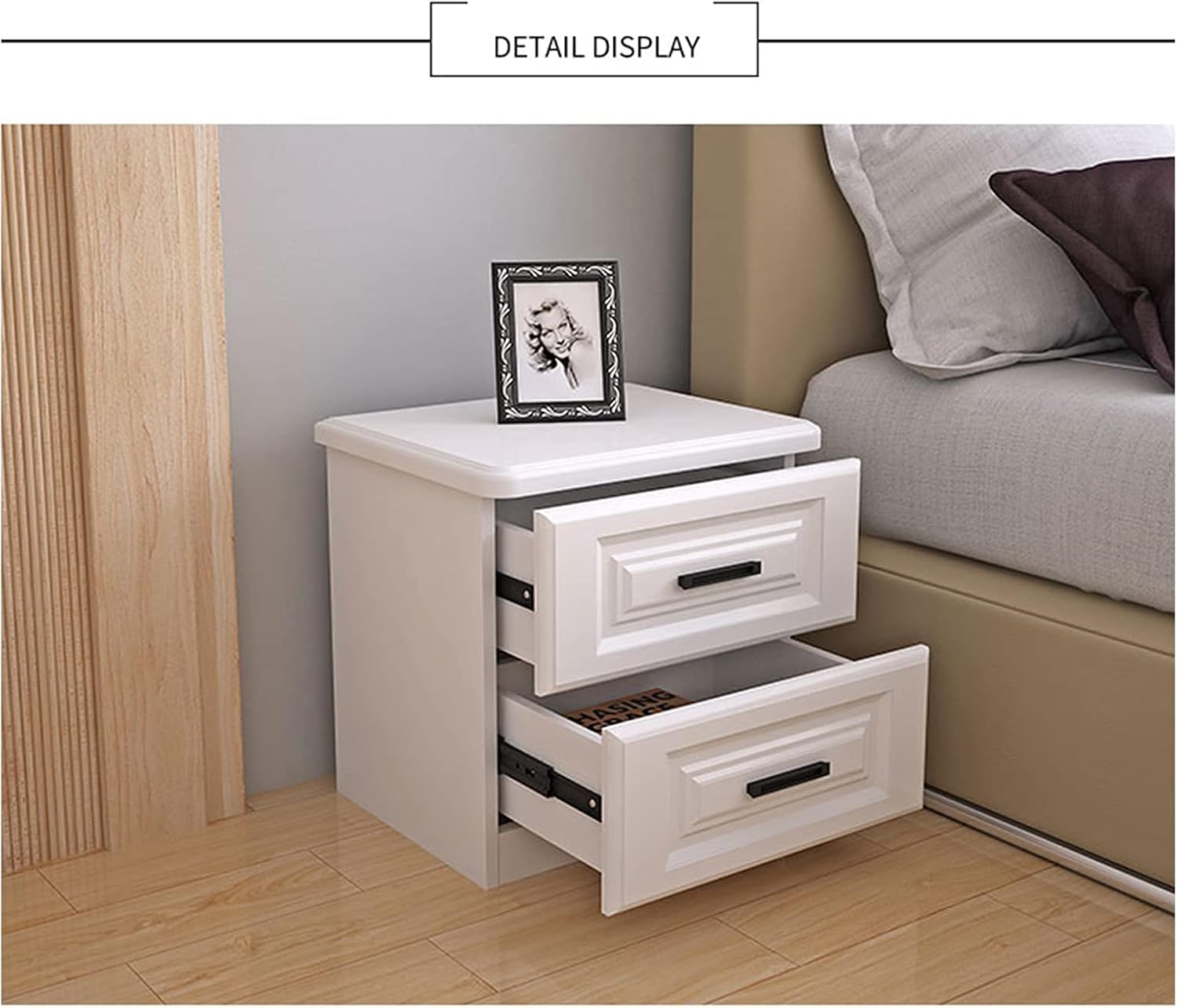 Bedside Table White Simple And Modern Bedroom Storage Cabinet Bedside Table Suitable For Bedroom Side Table With Drawer And Shelf End Table，48x40x49cm.