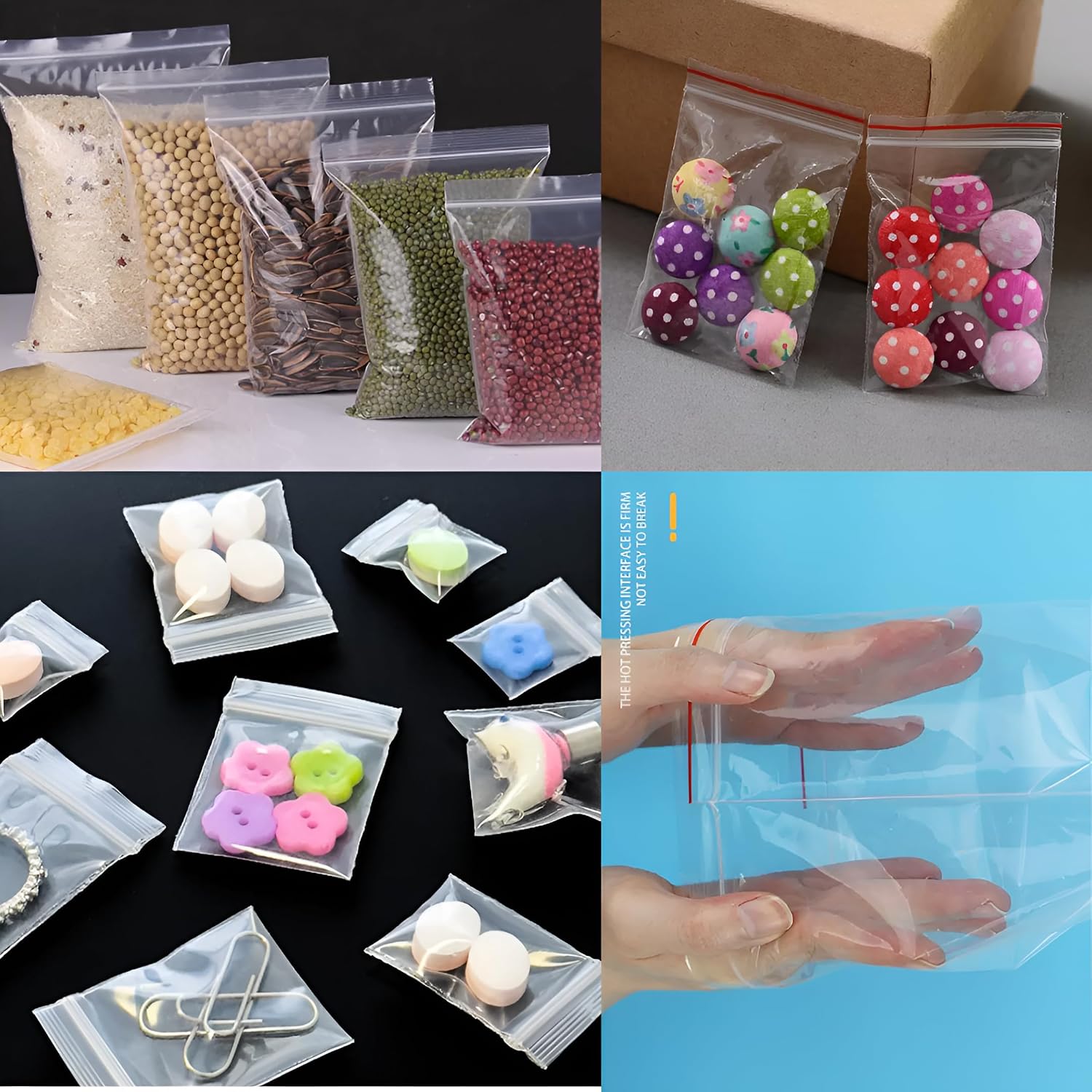 Reusable Ziplock Bags -50pcs-Pack | Multi-Size Food Grade Plastic | Leak-Proof, Microwave & Freezer Safe | Perfect for Kitchen, Office, Industrial & Fridge Storage
