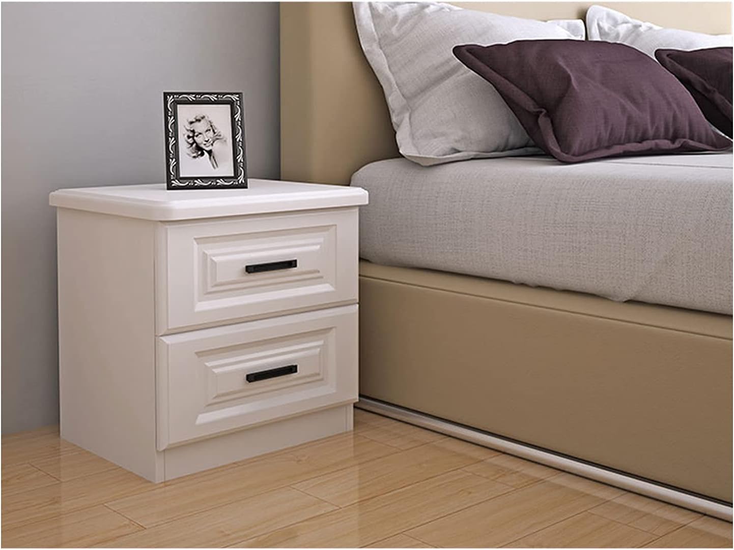 Bedside Table White Simple And Modern Bedroom Storage Cabinet Bedside Table Suitable For Bedroom Side Table With Drawer And Shelf End Table，48x40x49cm.