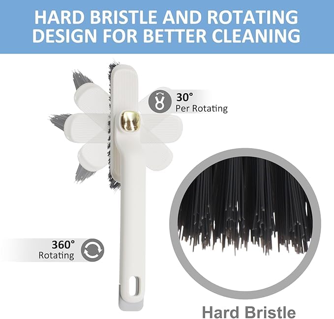 Multi-Function Bathroom Plastic Cleaning Brush, Tiles Cleaning Brush, Hard Bristle Rotating Crevice Gap Cleaning Brushes for Bathroom, Floor Cleaner Brush