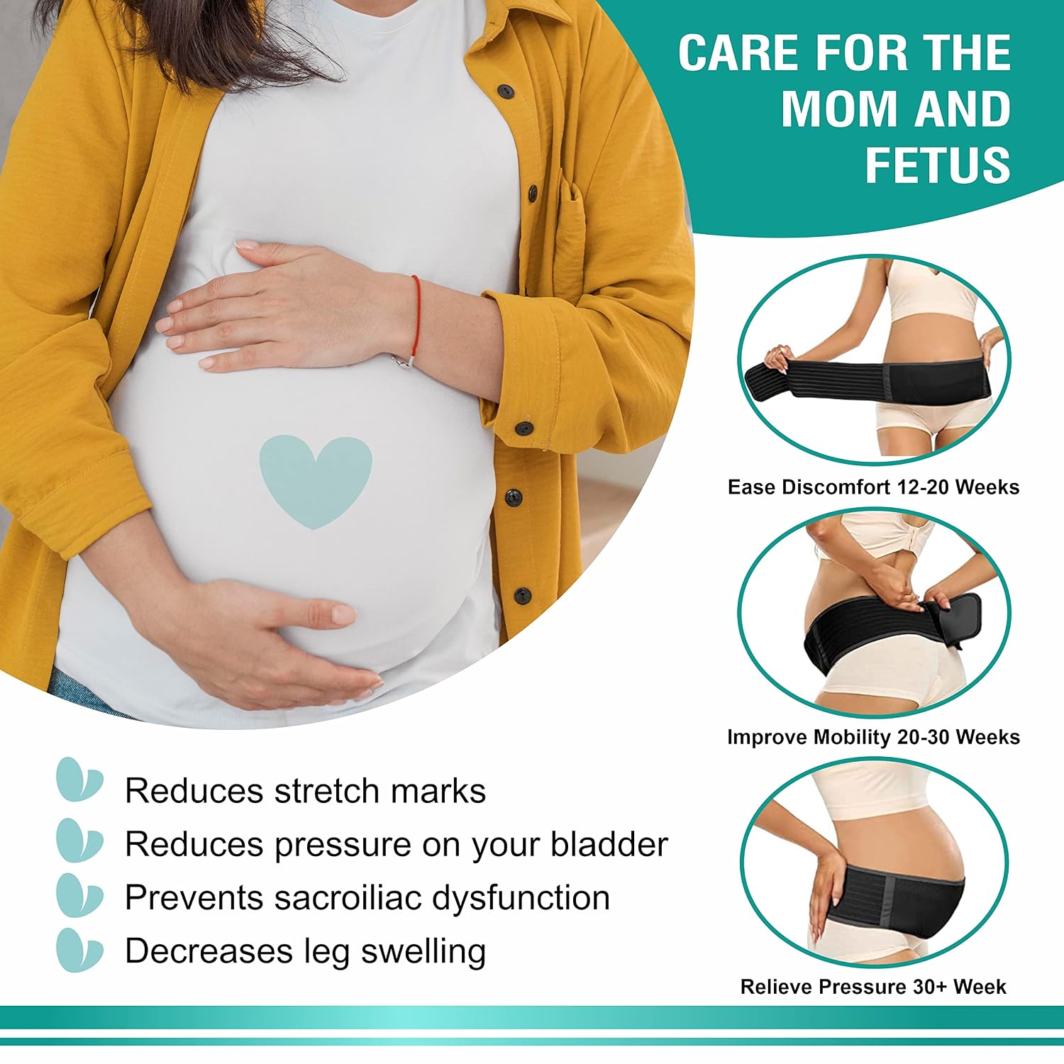 Maternity Belly Support Belt For Pregnancy (Black)