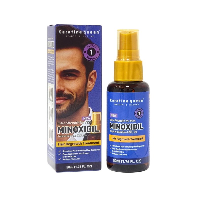 Keratine Queen Beauty & Nature Extra Strength for Men Minoxidil Topical Solution USP, 5%.