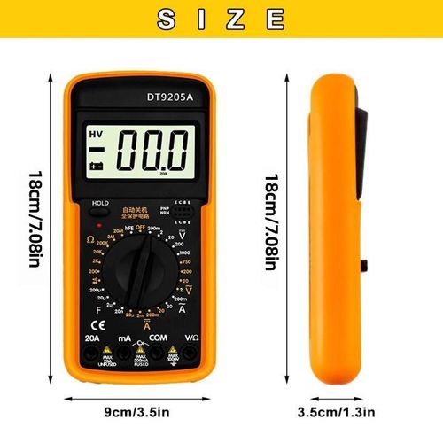 Digital Multimeter AC/DC Voltmeter Ammeter Ohmmeter – LCD Display, 1999 Counts, Resistance Capacitance Diode & Continuity Tester, Electricians & DIY