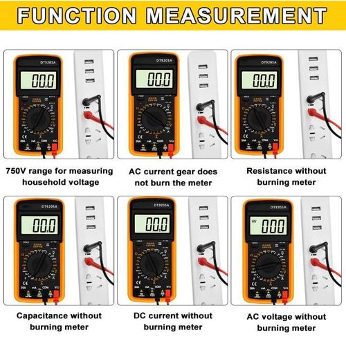 Digital Multimeter AC/DC Voltmeter Ammeter Ohmmeter – LCD Display, 1999 Counts, Resistance Capacitance Diode & Continuity Tester, Electricians & DIY